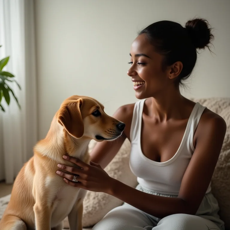Mulher observando seu cachorro usar o Pet Loo