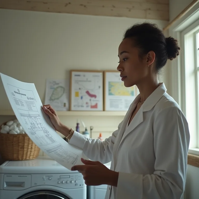 Mulher planejando a reforma da área de serviço