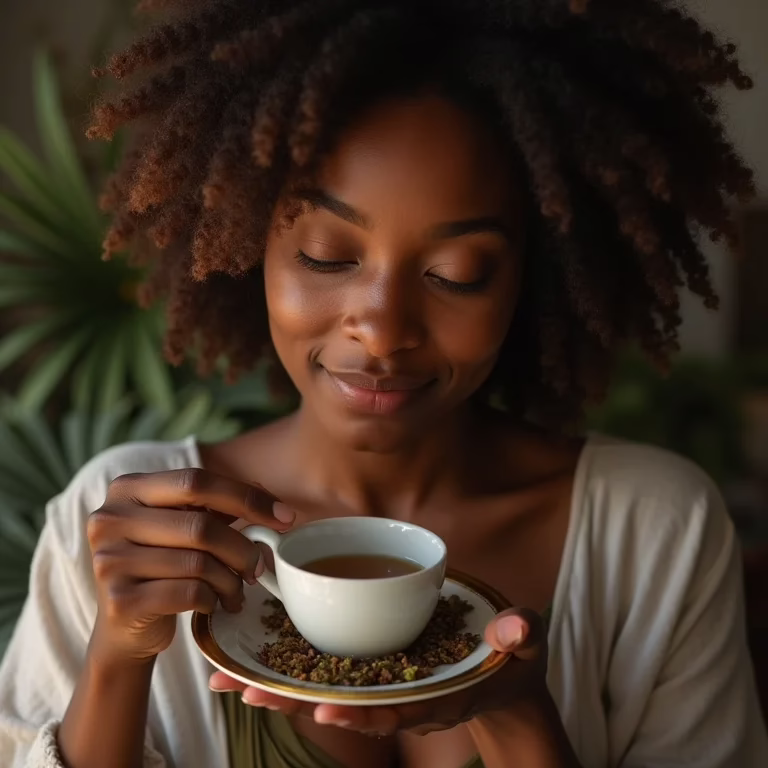 Mulher preparando chá de boldo em casa