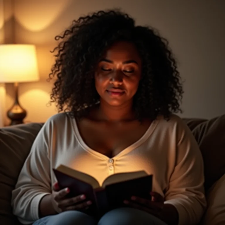 Mulher relaxando em sala de estar com iluminação residencial bem planejada