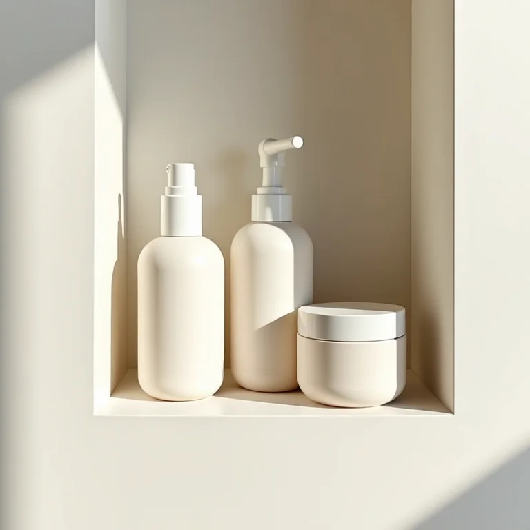 Nicho em banheiro com produtos de skincare