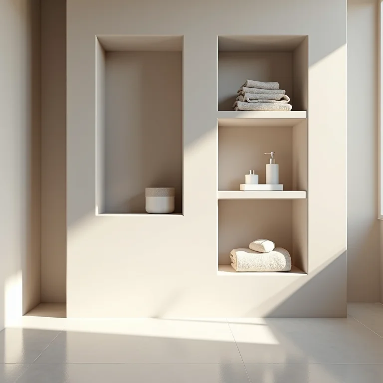 Nichos e prateleiras para organização de banheiro