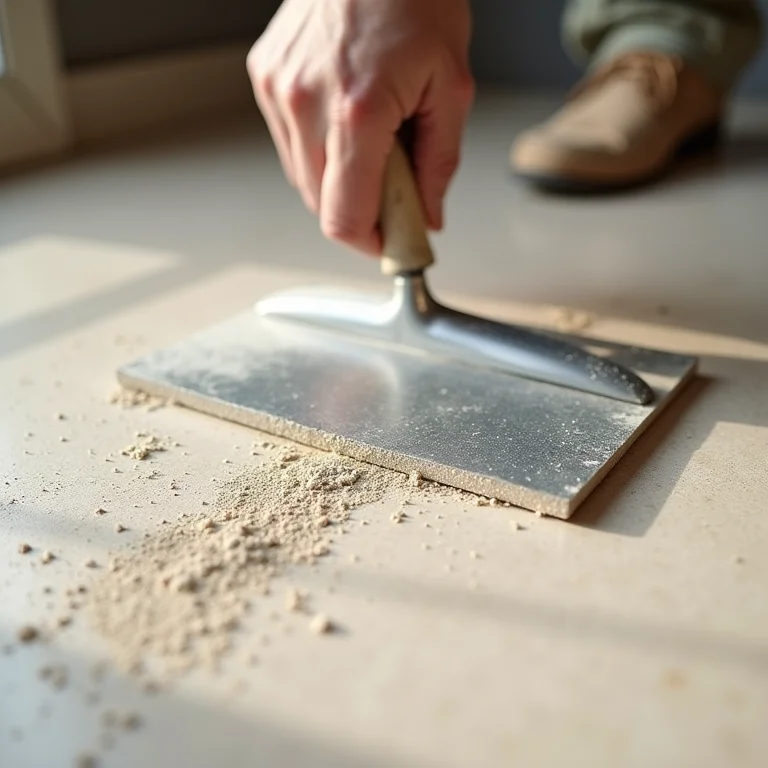 Nivelamento do piso de granilite com massa niveladora.