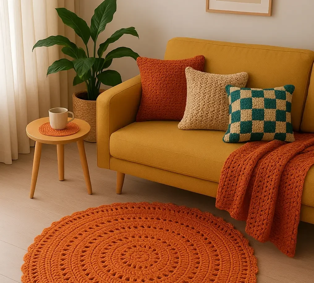 Aconchego e Textura: Design de Interiores com Tricô e Crochê - inspiração