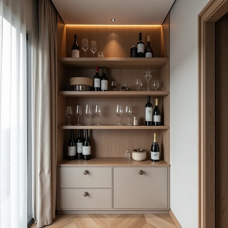 Otimização de espaço com prateleiras de adega