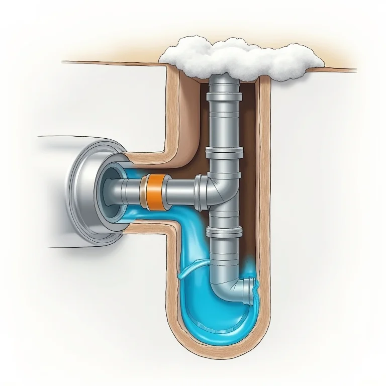 P-Trap Drain System Cross-Section