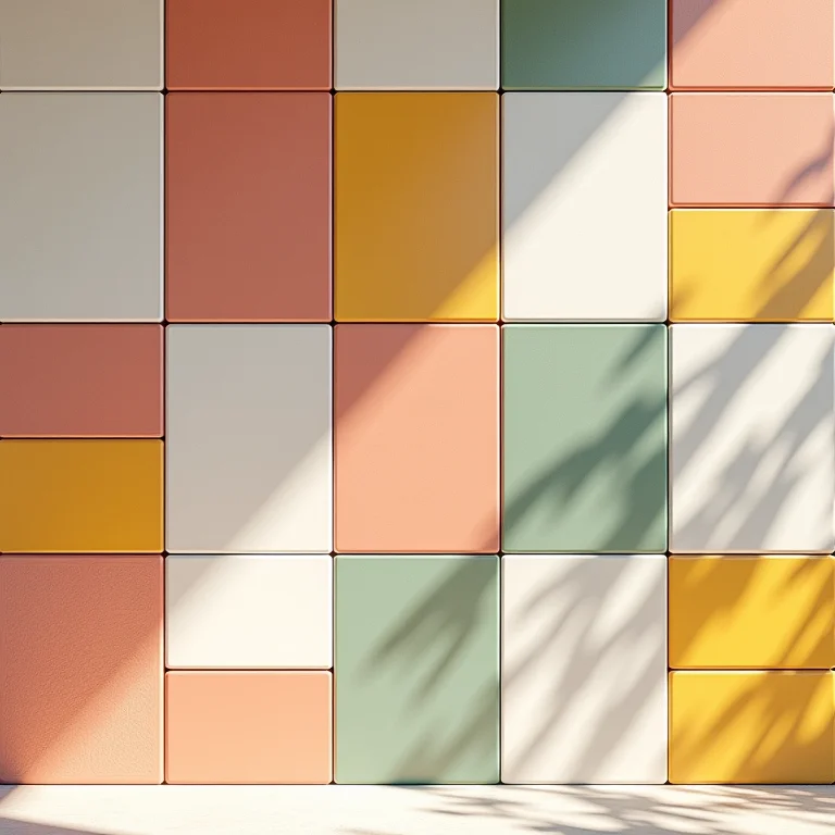 Padrões artísticos em ladrilhos hidráulicos coloridos