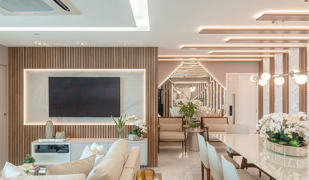 Painel de TV com Iluminação LED Embutida: Aconchego e Modernidade - ideia
