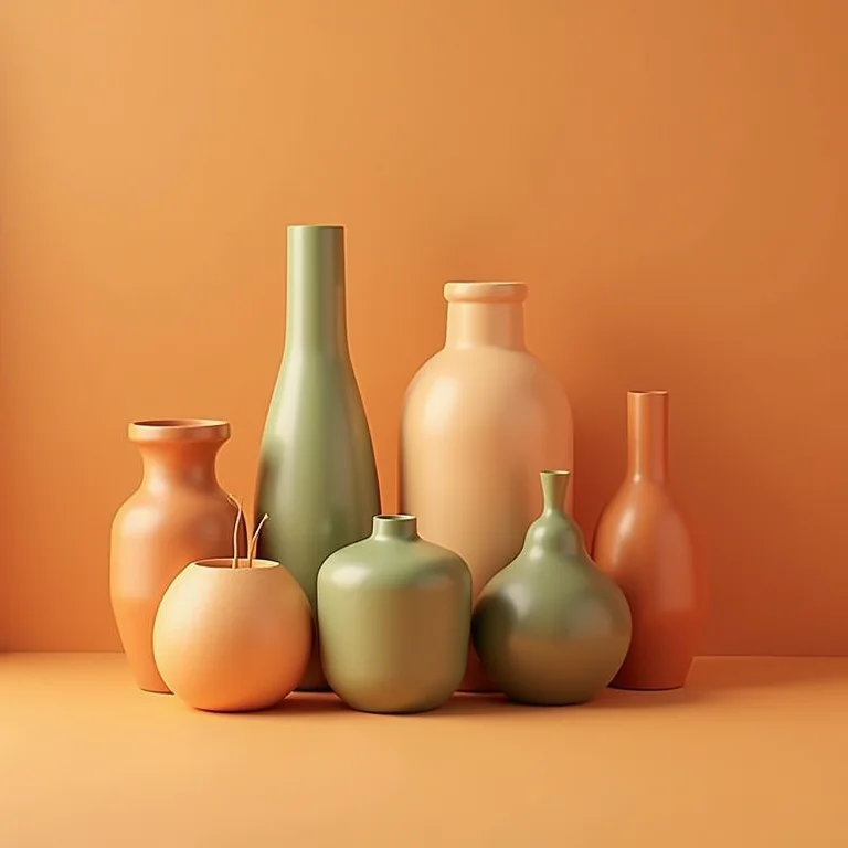 Paleta de cores com tons terrosos e quentes.