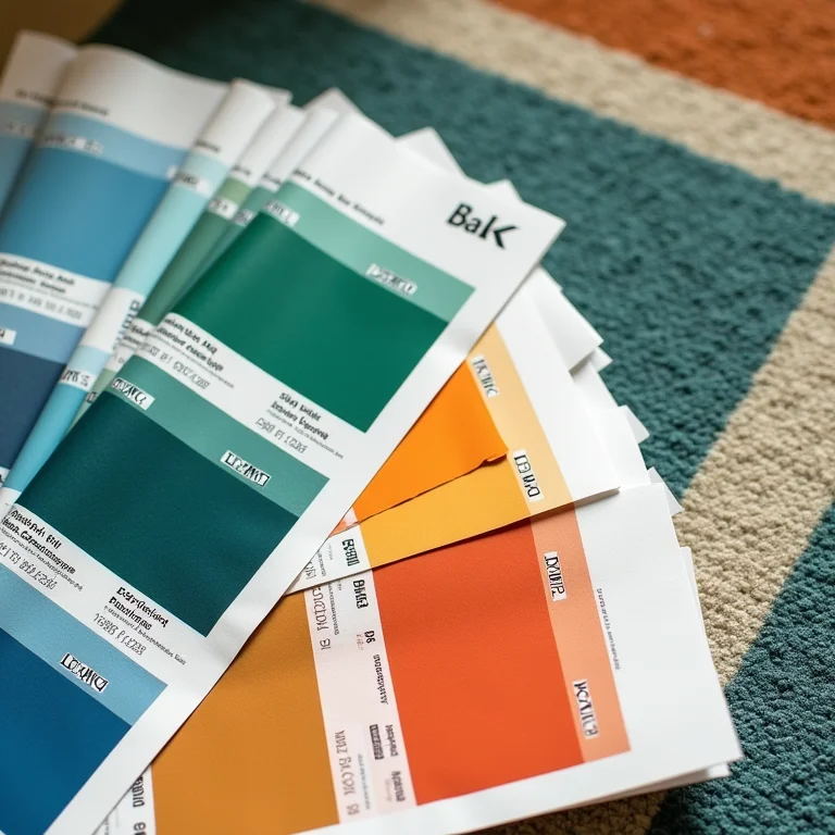 Paleta de cores complementares e análogas para tapetes geométricos.