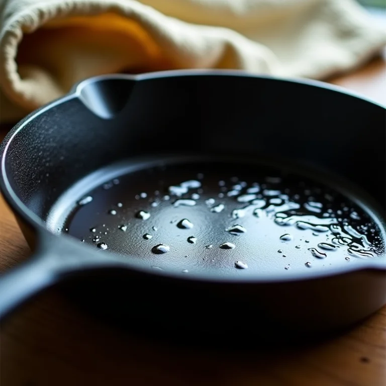 Panela de ferro limpa e molhada