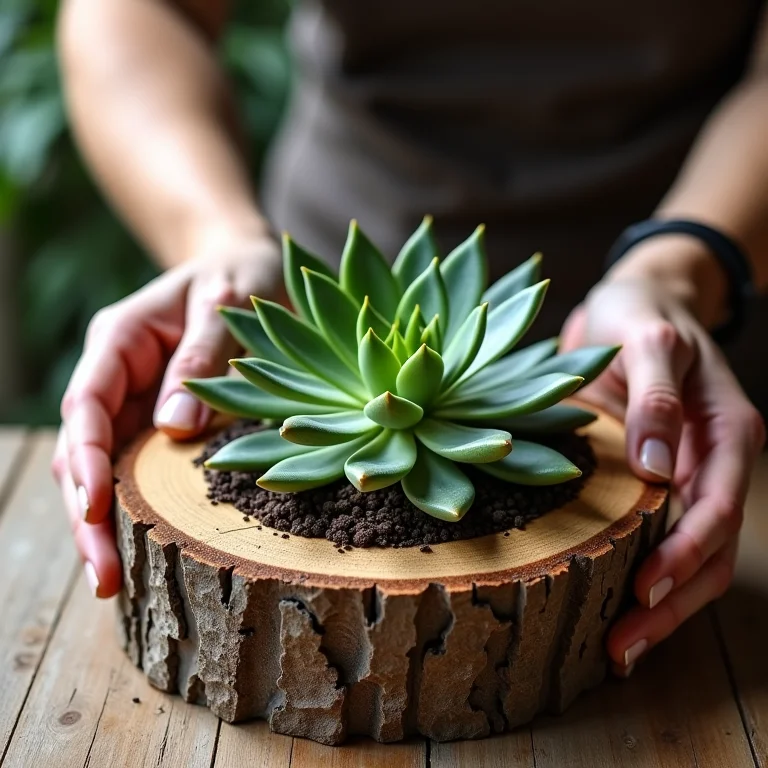 Passo a passo para criar um arranjo de tronco e suculentas