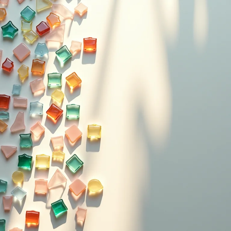 Pastilhas de vidro coloridas em padrão decorativo