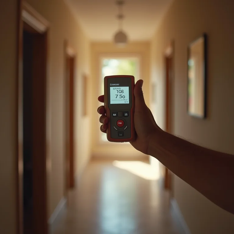 Pessoa calculando a quantidade de luz ideal para o corredor.