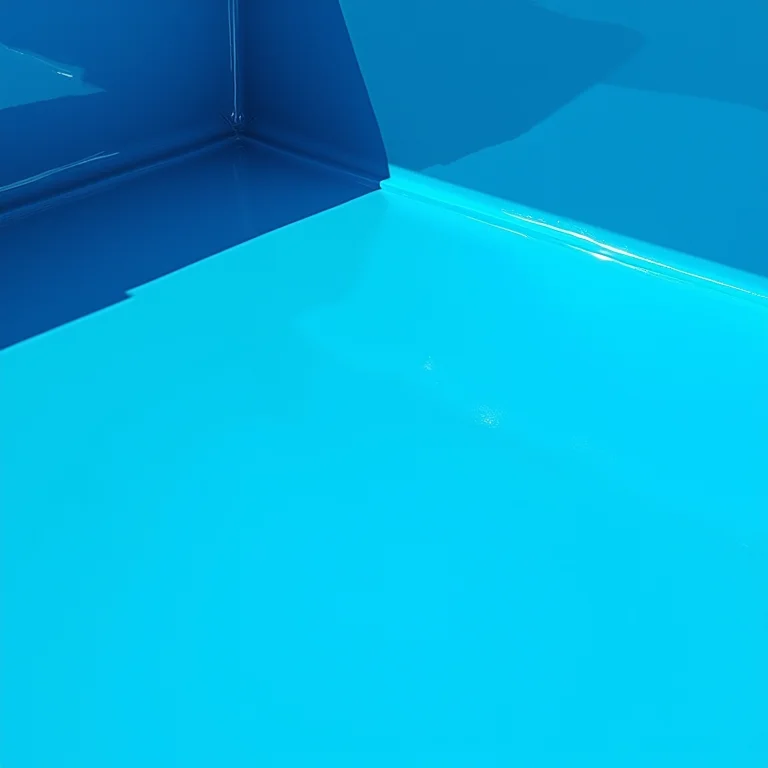 Piscina revestida com vinil azul vibrante.