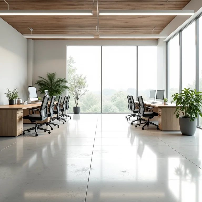 Piso bacteriostático em ambientes diversos como escritórios