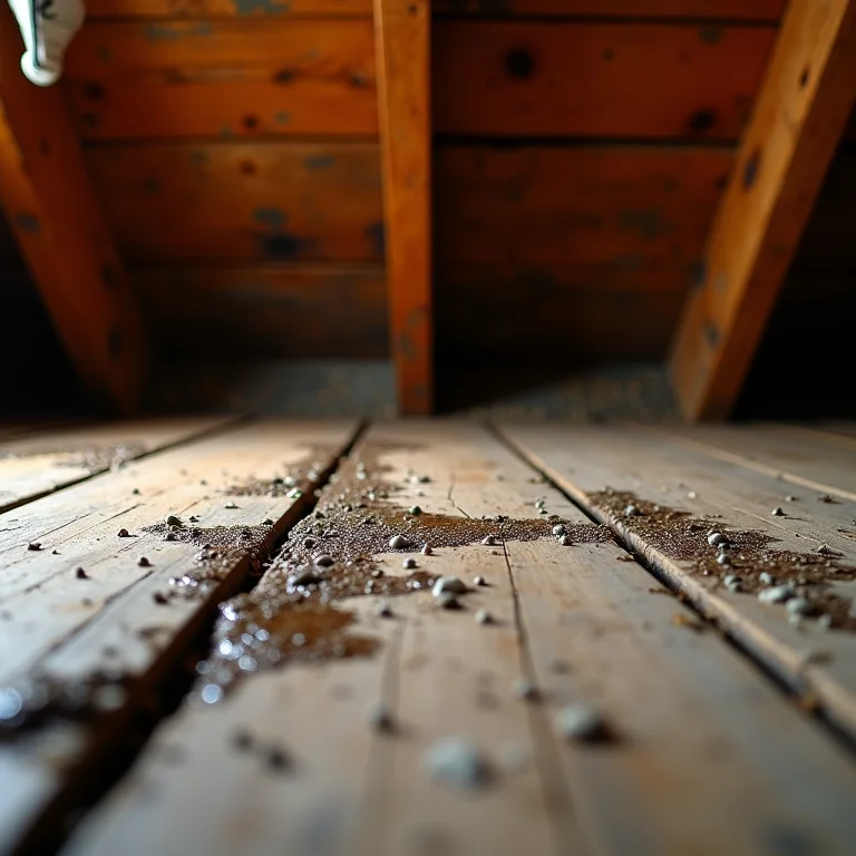 Piso de sótão úmido com sinais de mofo