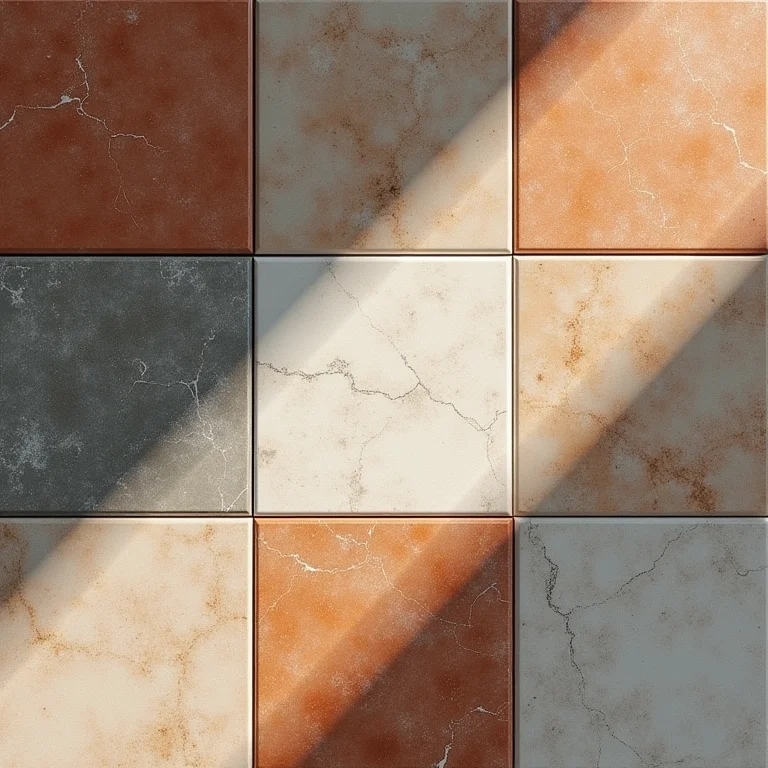 Pisos com diferentes cores e texturas