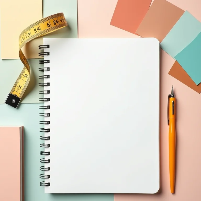 Planejamento de reforma com materiais de escritório