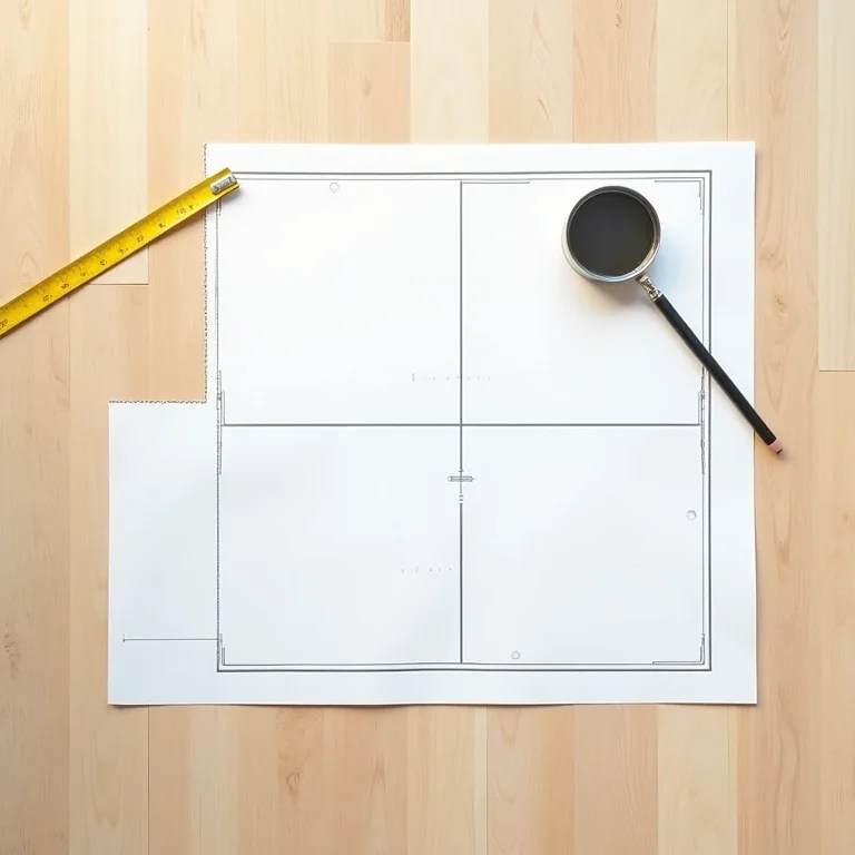 Planta baixa com planejamento da distribuição das réguas de piso laminado