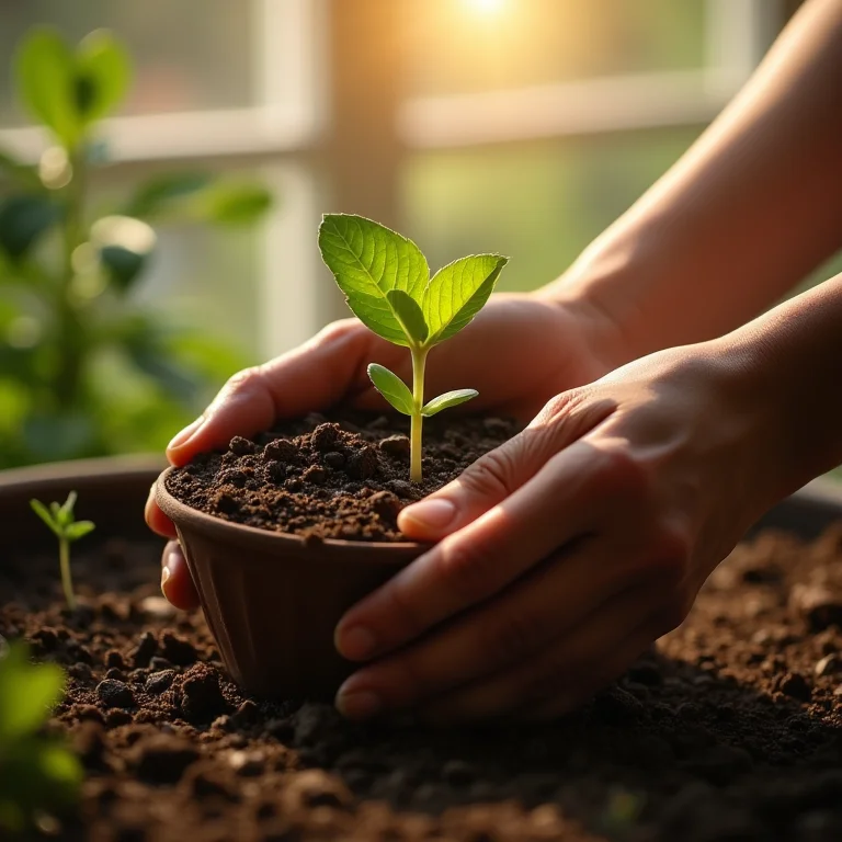 Plantando sementes de lentilha em casa.