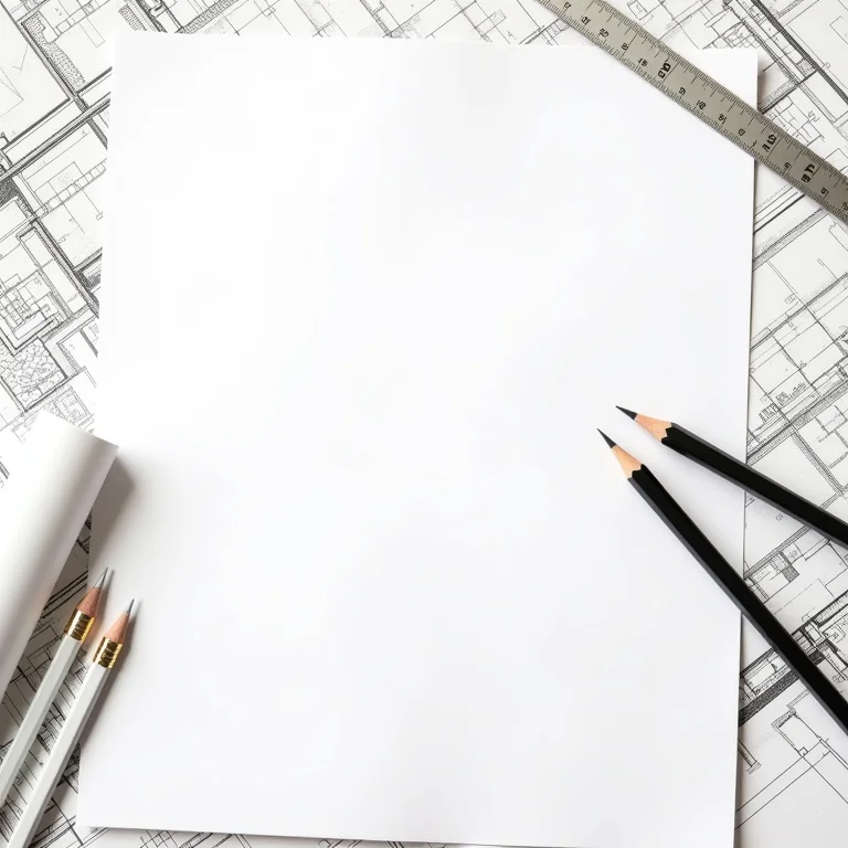 Plantas arquitetônicas e ferramentas de design.