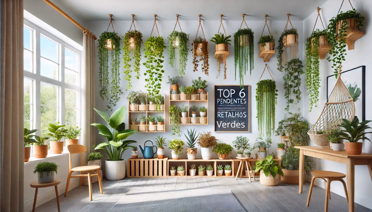 Cantinho Verde Aconchegante: Plantas Pendentes Iluminadas com Luzes de Fada - inspiração