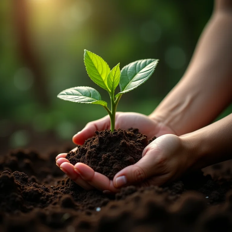 Plantio de muda de jabuticabeira em solo preparado