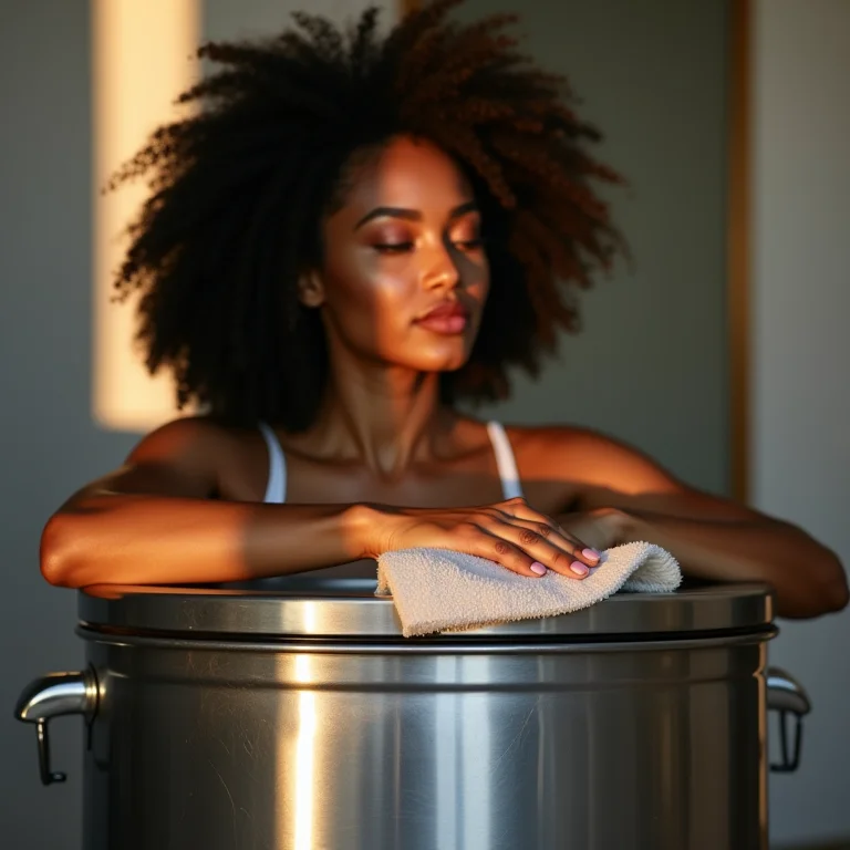 Polindo lixeira de inox para brilho extra
