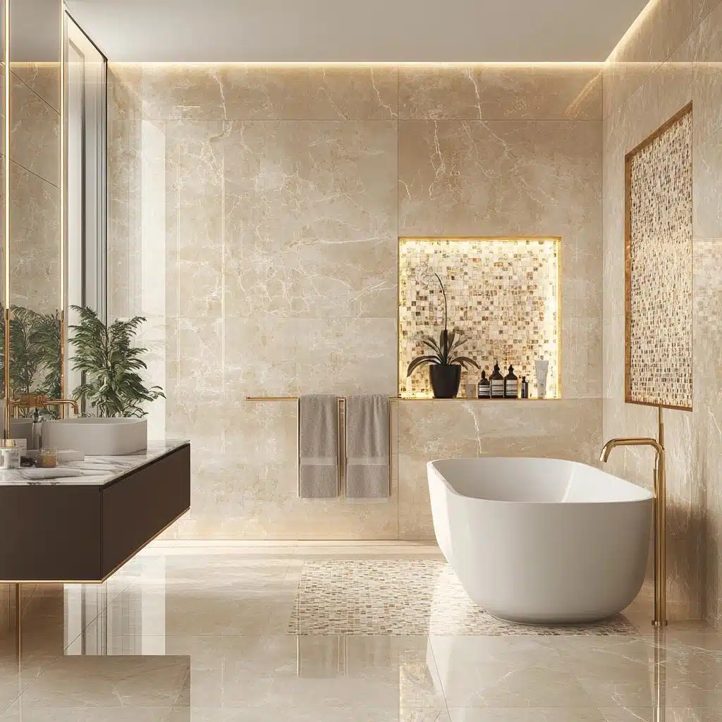 Porcelanato com Textura 3D: Modernidade e Toque Inovador nas Paredes - detalhe