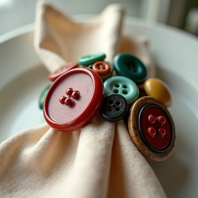 Porta guardanapo decorado com botões coloridos.