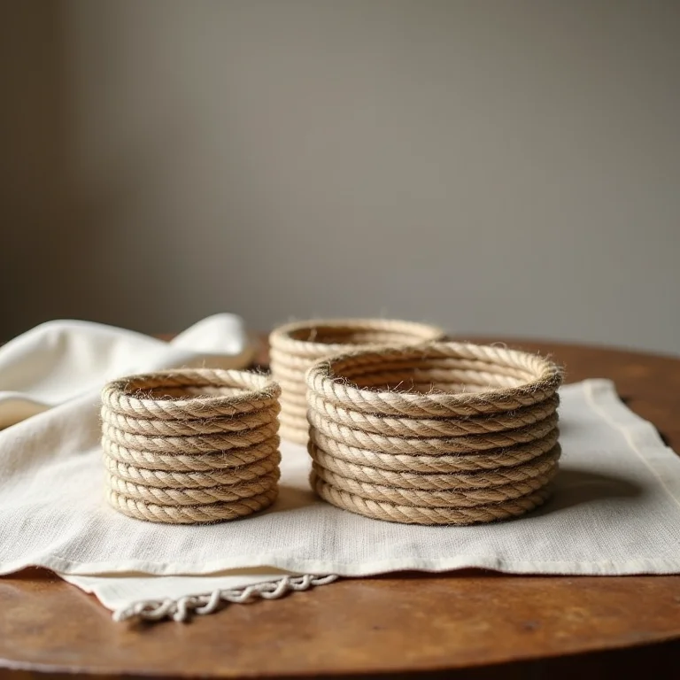 Porta guardanapo feito com corda e barbante.