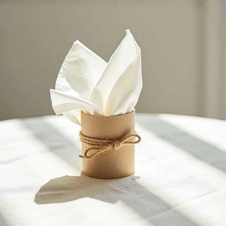 Porta guardanapo feito com rolo de papel higiênico.