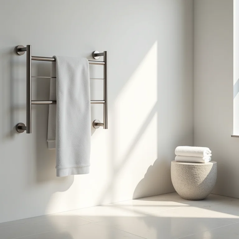 Porta toalha de barra em banheiro moderno.