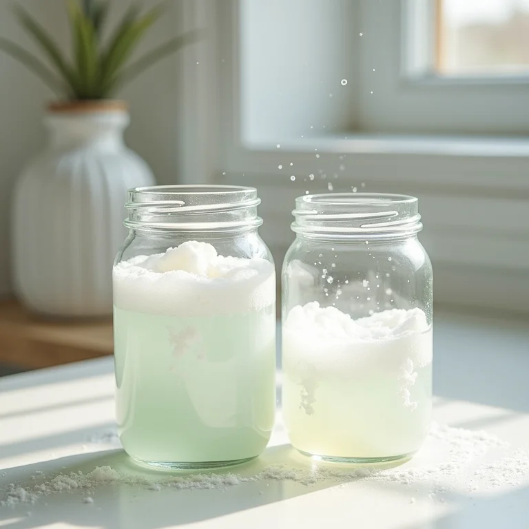 Potes de vidro sendo lavados com água e sabão