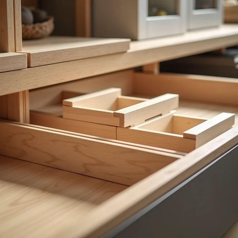 Prateleira de loja com divisórias de gaveta ajustáveis.