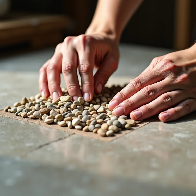 Preparação da superfície para instalação de seixos