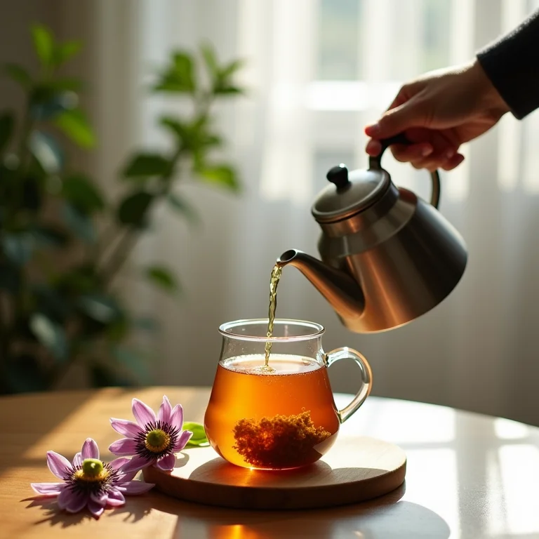 Preparando chá de maracujá.