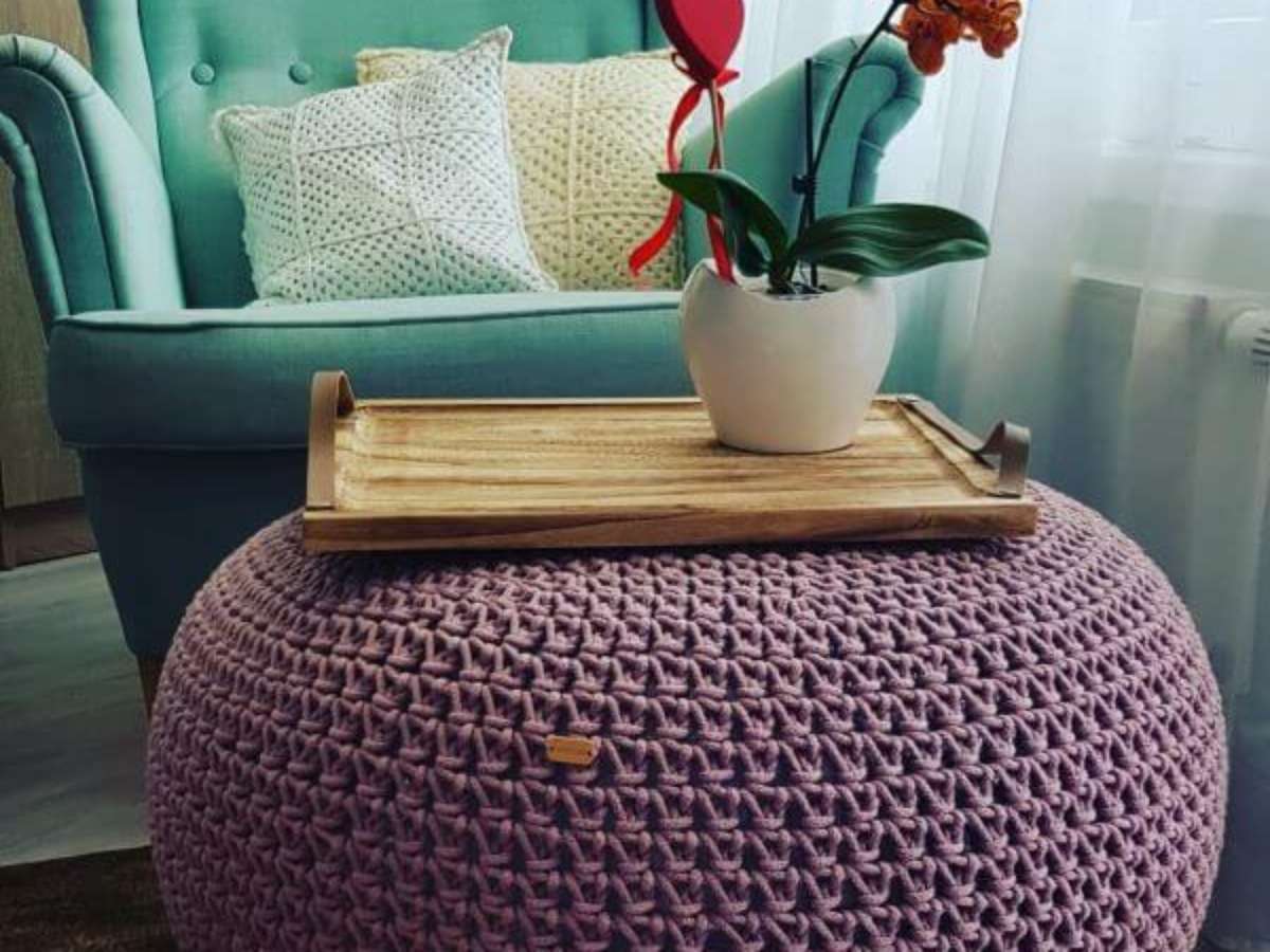 Puff de Crochê Gigante: Maciez e Estilo Artesanal - inspiração