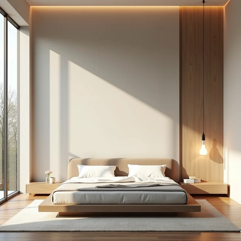 Quarto com cabeceira alta que amplia o espaço