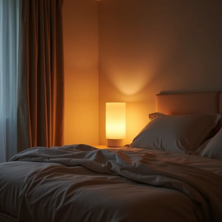 Quarto com iluminação quente para relaxamento