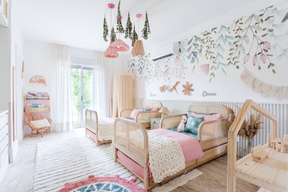 Quarto de Gêmeos com Decoração Lúdica em Aquarela - inspiração