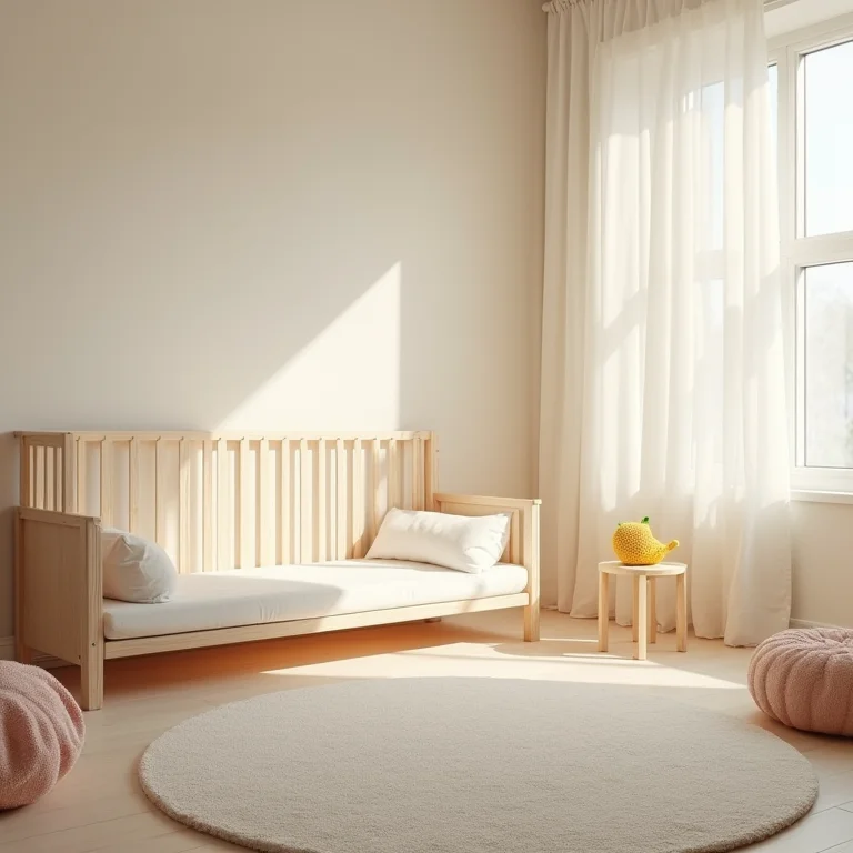Quarto montessoriano com iluminação suave