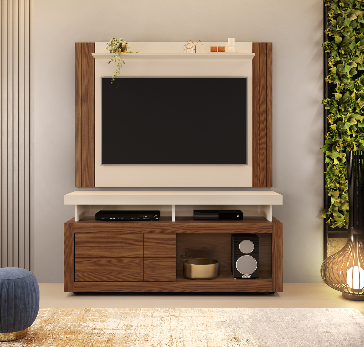 Rack para TV com Detalhes em Macramê: Um Toque Boho e Aconchegante - inspiração