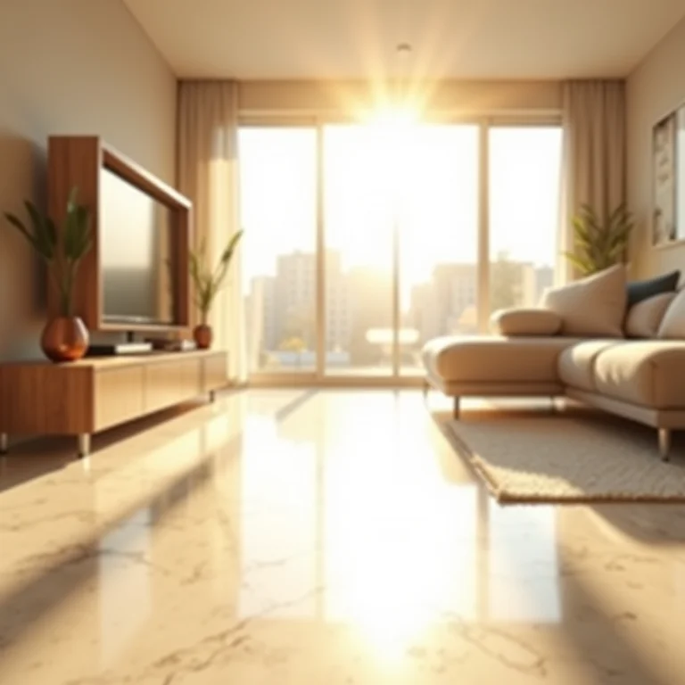 Reflexo da luz em piso polido