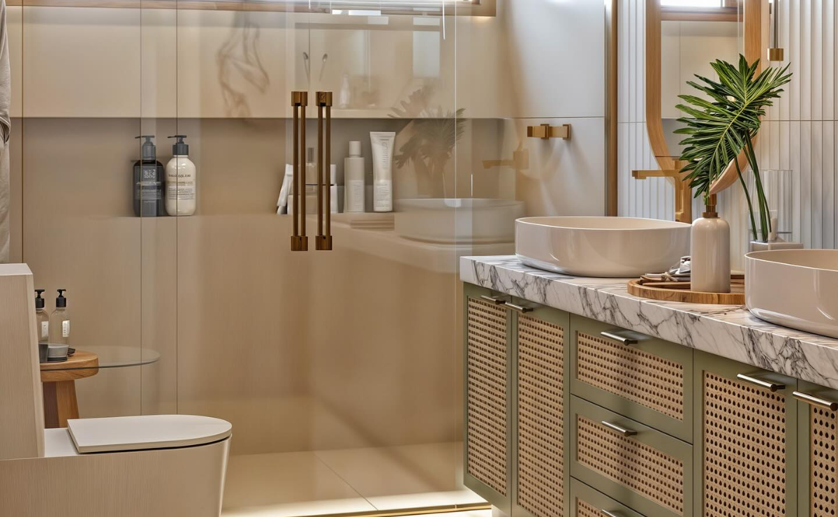 Banheiro Moderno e Clean: Microcimento e Acessórios Minimalistas - ideia