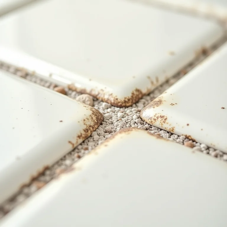 Rejunte acrílico com sinais de mofo.