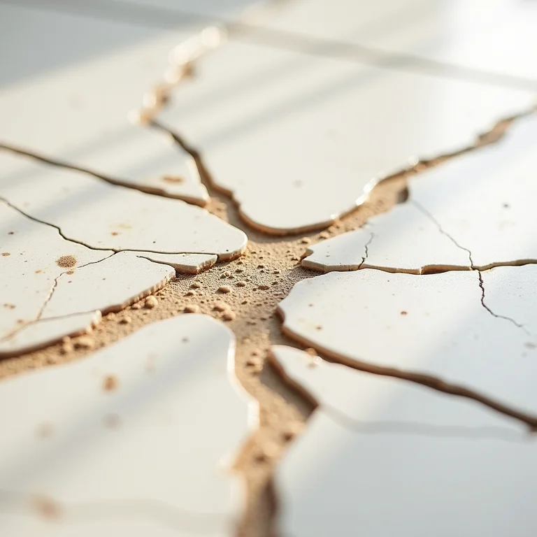 Rejunte epóxi rachado e manchado.