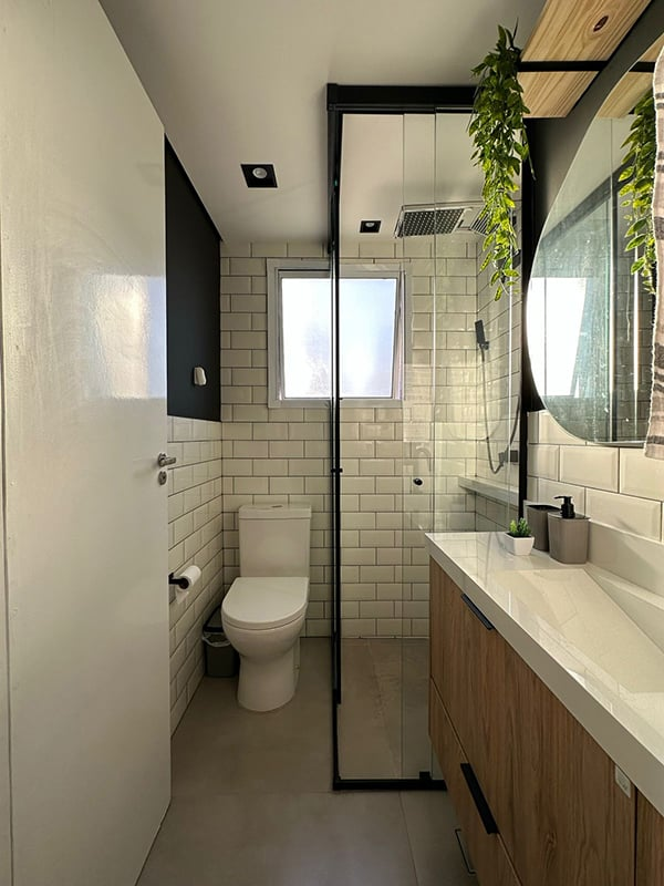 Metro White e Rejunte Preto: Estilo Industrial Moderno - detalhe