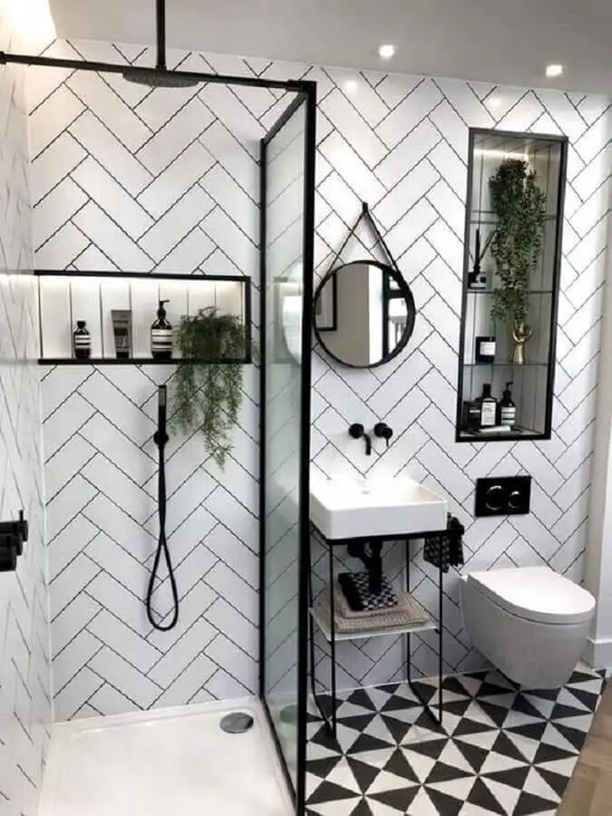 Metro White e Rejunte Preto: Estilo Industrial Moderno - inspiração
